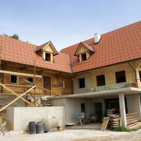 Sandstrahlen Holzblockhaus